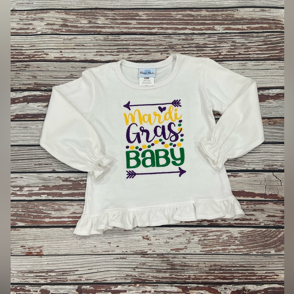 Mardi Gras long sleeve embroidered shirt
